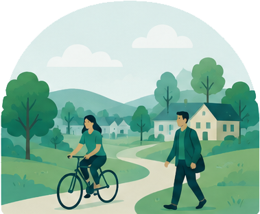 A council worker speaking with a resident on a residential street in Surrey